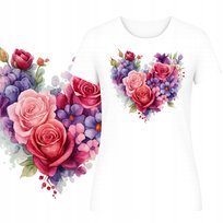T-Shirt Damski Koszulka Hit Nadruk Kwieciste Serce Super Prezent Lato Xl
