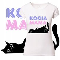 T-Shirt Damski Koszulka Nadruk Kocia Mama Kociara Kot Prezent 4Xl