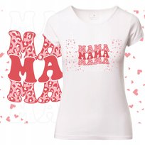 T-Shirt Damski Koszulka Nadruk Serduszka Mama Dzień Matki Prezent Xl