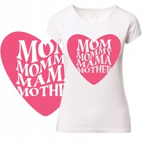 T-Shirt Damski Koszulka Nadruk Serduszko Wzór Mama Dzień Matki Prezent L