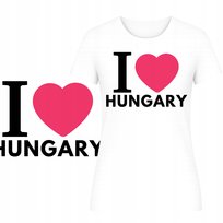 T-Shirt Damski Koszulka Super Nadruk I Love Hungary Turystyczna Prezent 4Xl
