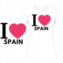 T-Shirt Damski Koszulka Super Nadruk I Love Spain Turystyczna Prezent M