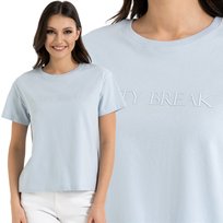 T-SHIRT DAMSKI KRÓTKI RĘKAW 100% BAWEŁNIANY MODNY NA CO DZIEŃ MORAJ 3XL BLUE