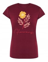 T-Shirt damski modny nadruk Flowers Kwiaty r.S