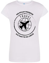 T-Shirt Damski Na Prezent Travel Podróżniczka Koszulka Biała R-L A468 DonWitold