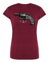 T-Shirt damski nadruk REWOLWER PISTOLET r.M