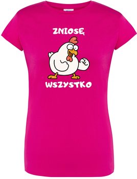 T-Shirt Damski Różowy Kura Prezent Śmieszna Koszulka Damska R-L A197 - DonWitold