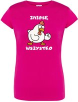 T-Shirt Damski Różowy Kura Prezent Śmieszna Koszulka Damska R-S A197 DonWitold