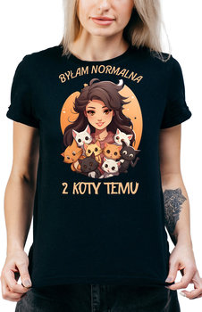 T-Shirt Damski Z Kotami Z Nadrukiem Kociara Kot Y2K Prezent R-L  A147 - DonWitold