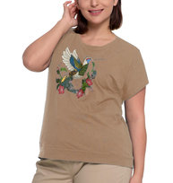 T-shirt damski z nadrukiem Moraj BD1800-013 - ecru M