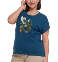 T-shirt damski z nadrukiem Moraj BD1800-013 - granatowy XXL