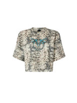 T-shirt damskie pinko - terni T-shirt jersey snake - beżowy Inna marka