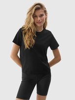 T-shirt gładki z bawełną organiczną damski 4F 4FWSS24TTSHF1360-20S Czarny 4F