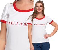 T-shirt Koszulka Damska Bawełna Slim Fit z Napisami Biło-Czerwona MORAJ XXL