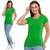 T-Shirt Koszulka Damska Klasyczny Krój Bawełniana Na Lato Modna Moraj Xxl Green