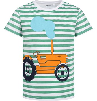 T-shirt Koszulka dziecięca chłopięca Bawełna 122 w paski z traktorem Endo - Endo