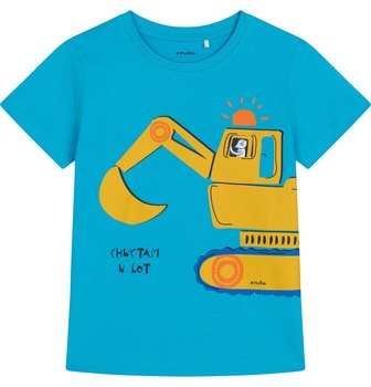 T-shirt Koszulka dziecięca chłopięca Bawełna niebieski 98 z koparką Endo - Endo