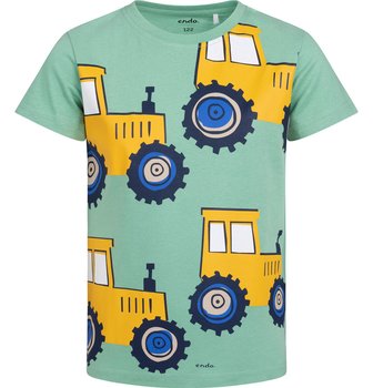 T-shirt Koszulka dziecięca chłopięca Bawełna zielony 98 z traktorami  Endo - Endo