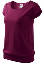 T-SHIRT KOSZULKA KRÓTKI RĘKAW DAMSKA BORDOWY LUŹNY FASON BLUZKA WYGODNA MALFINI