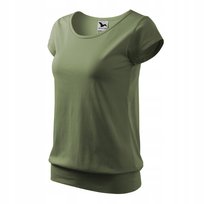 T-SHIRT KOSZULKA KRÓTKI RĘKAW DAMSKA KHAKI LUŹNY FASON BLUZKA WYGODNA MALFINI