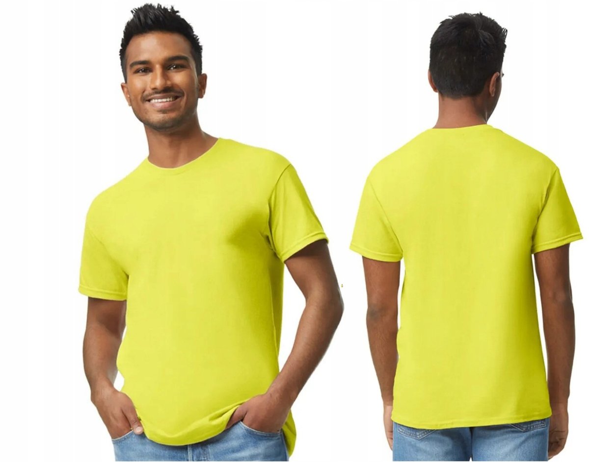 Gildan Classic Uomo – T-shirt Safety Green/Viola, Taglia S, Traspirante