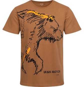T-shirt Koszulka Męska  Bawełna z Niedźwiedziem L  Brązowa nadrukiem  Endo - Endo