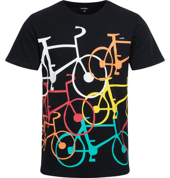 T-Shirt Koszulka Męska Czarna M Bawełna Z Rowerami Nadrukiem  Endo - Endo
