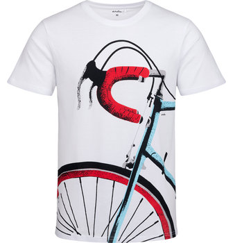T-Shirt Koszulka Męska Czarna M Bawełna Z Rowerem  Nadrukiem Biała Endo - Endo