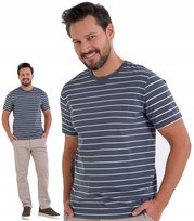 T-shirt Męski Bawełniany w Paski Klasyczny Krótki Rękaw Koszulka MORAJ - XL Moraj
