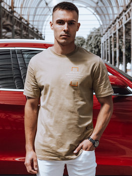 T-shirt męski kamelowy Dstreet RX5530-S - Inna marka