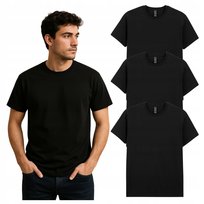 T-SHIRT MĘSKI koszulka męska czarna GILDAN Bawełna ZESTAW koszulek 3 pak GILDAN