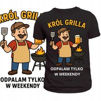 T-Shirt Męski Koszulka Śmieszny Nadruk Król Grilla Prezent Dzień Ojca M Szumila