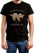 T-Shirt Męski Na Prezent Leniwiec Śmieszna Koszulka Czarna R-L A690&nbsp;-&nbsp;DonWitold