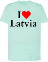 T-Shirt męski nadruk I Love Latvia Kocham Łotwe Prezent r.S
