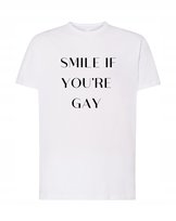 T-Shirt męski nadruk smile if you're gay Rozm.XL