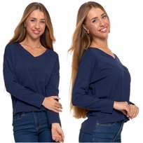T-Shirt na Długi Rękaw Bluzka Damska Gładka z Kieszenią Bawełniana MORAJ S Moraj