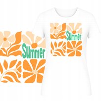 T-Shirt Na Lato Damski Koszulka Super Nadruk Hit Summer Wakacje Plaża L