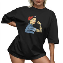 T-Shirt Oversize Luźna Koszulka Pin Up Bawełna Krótka Xl Sukienka Jakość PolskaKoszulka