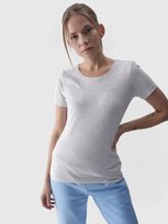T-shirt slim gładki damski 4F 4FWMM00TTSHF1845-27M Szary 4F