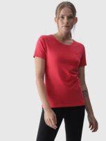 T-shirt slim gładki damski 4F 4FWMM00TTSHF1845-62S Czerwony