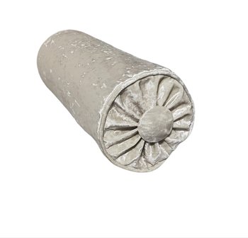 T00561 Poduszka wałek- srebrno biały aksamit z połyskiem  - DekorRacje