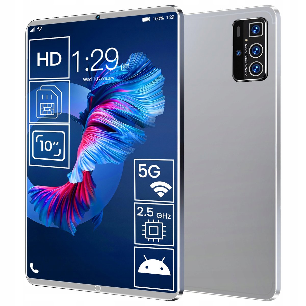TABLET 4GB+64GB ANDROID WIFI SIM BT 10'' 500mAh WYŚWIETLACZ HD 1280*800 ...