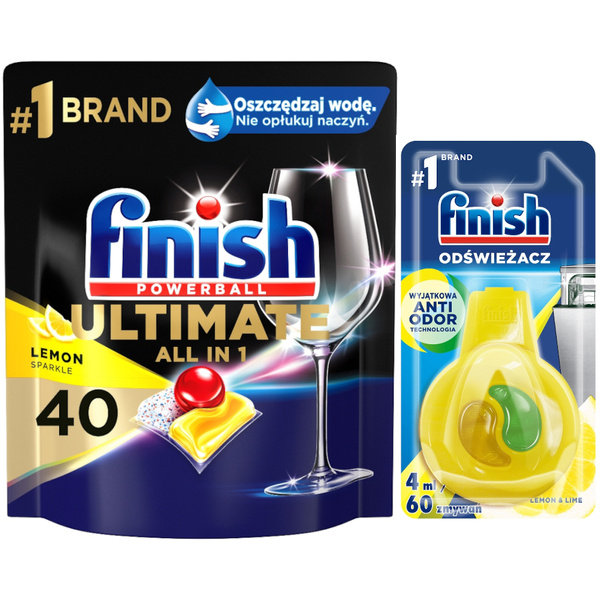 Tabletki Finish Powerball Ultimate 40 szt + Finish Zapach Lemon DEO