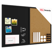 Tablica COMBI korkowa / czarna magnetyczna 90x60 rama drewniana lakierowana czarna