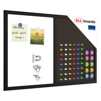 Tablica Combi Korkowa Czarny Korek / Biała Magnetyczna 60X40 Rama Drewniana Lakierowana Czarna