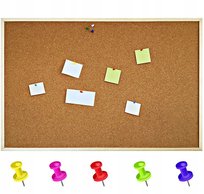 Tablica korkowa 90x60 cm mała na ścianę biurko dla dzieci + pinezki haczyki