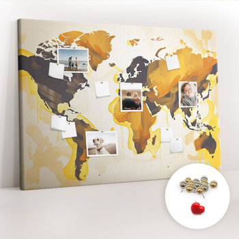 Tablica Korkowa XXL - 100x140 cm - Mapa świata abstrakcja + Metaliczne Pinezki - Coloray