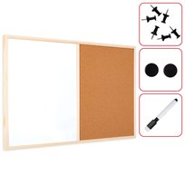 Tablica korkowo magnetyczna 90x60 cm COMBI rama drewniana