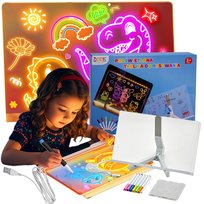 TABLICA LED Podświetlana 30x20 cm + 7 flamastrów Akrylowa do rysowania i pisania USB Siwecąca Tablica Świetlna