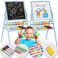 Tablica magnetyczna dla dzieci kredowa obrotowa niebieska, 101x57x55 cm Ricokids